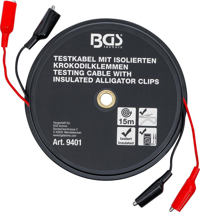 Produktbild BGS Krokodilklemmen-Kabelbox selbstaufrollend 15 m