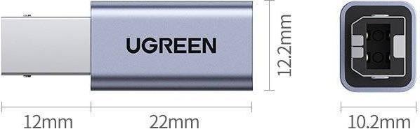 Actual product image Ugreen USB C to USB B 2.0 adapter for printer connect with USB-C (USB Type C, USB B)