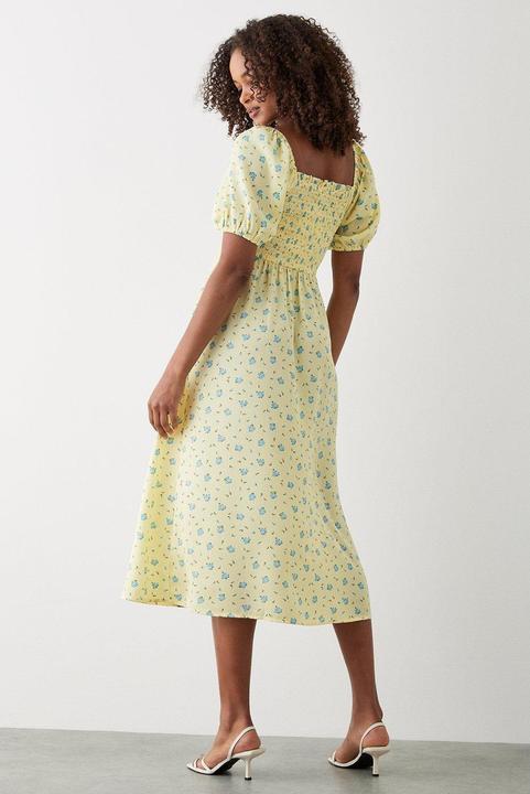 Actual product image Dorothy Perkins Womens/Ladies Ditsy Print Shirred Midi Dress (34 D)