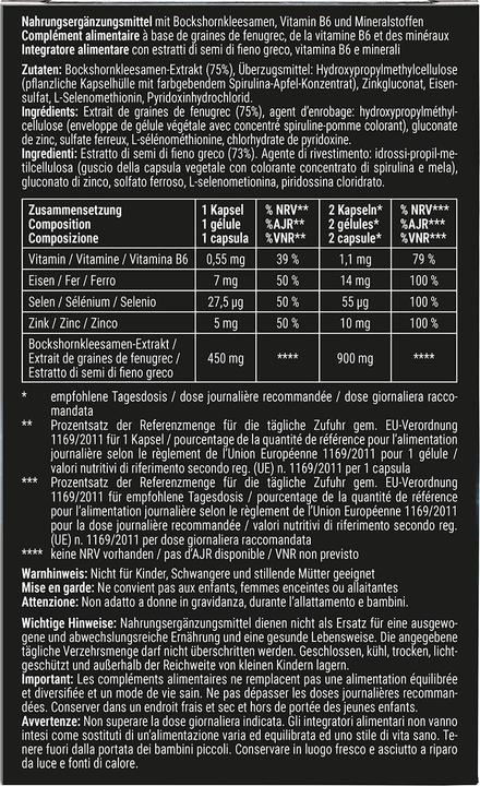 Nährwerte und Zutaten Andropeak Tabletten (60 Stück, Tabletten, 70 g)