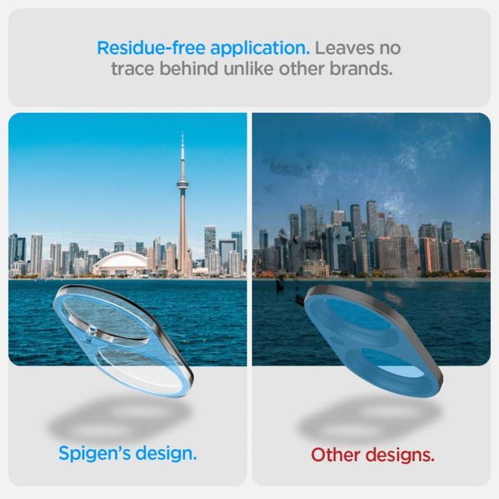 Actual product image Spigen Optik Glas.tR tempered glass for iPhone 16 / 16 Plus camera - transparent (2 pcs.) (2 Piece, Apple iPhone 16, Apple iPhone 16 Plus)