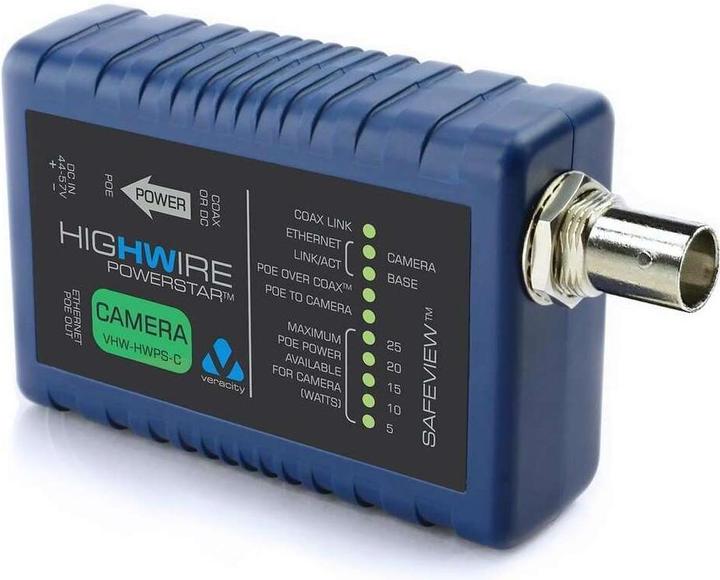 Veracity Convertitore di media di rete HIGHWIRE Powerstar Camera Built-in (802.3af (PoE), 802,3at (PoE+), 25 W)