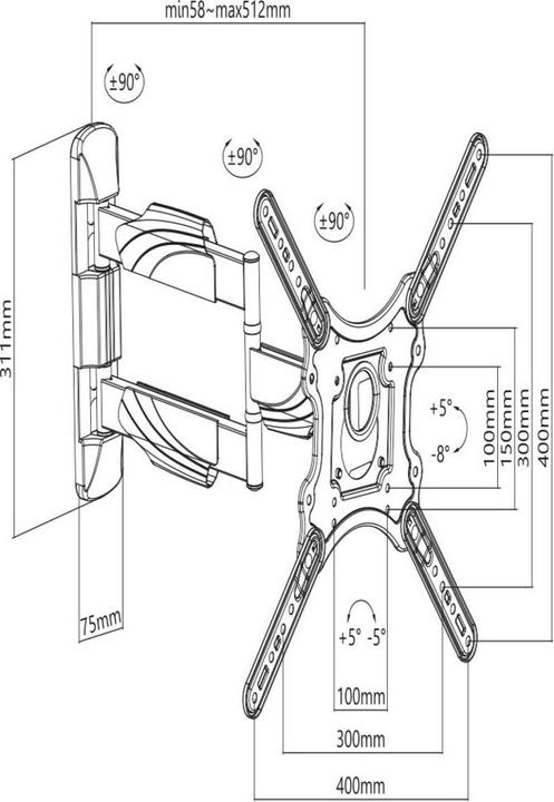 Produktbild SpeaKa Professional SP-TVM-400 (Wand, 55", 35 kg)