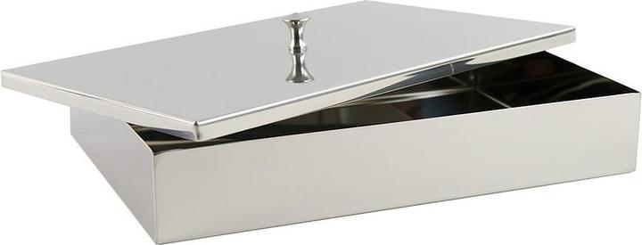 Teqler Stainless steel instrument tray with button lid extra-large 30x20x5cm (LxWxH)