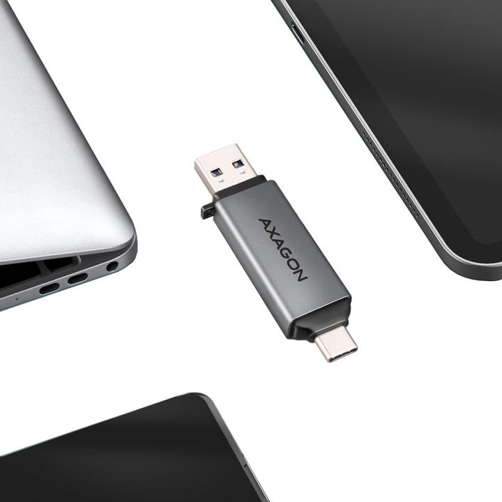 Actual product image Axagon CRE-DAC External USB 3.2 Gen1 Type-C+Type-A 2-slot SD/microSD (USB 3.0)