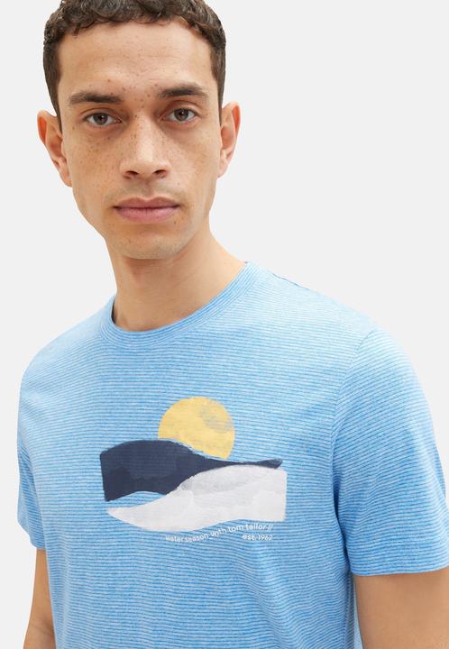 Image du produit Tom Tailor T-Shirt Gestreiftes Kurzarmshirt mit Rundhalsausschnitt und Foto-Print (3XL)