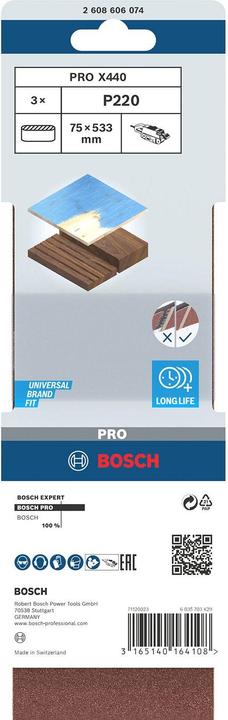 Produktbild Bosch Professional Zubehör PRO X440 Schleifband, 75 x 533 mm, G220 (220)