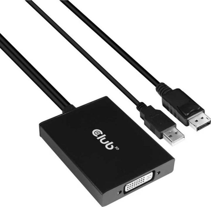 Image du produit Club 3D CAC-1010 DisplayPort vers adaptateur actif Dual Link DVI-I (USB, 6.10 cm)