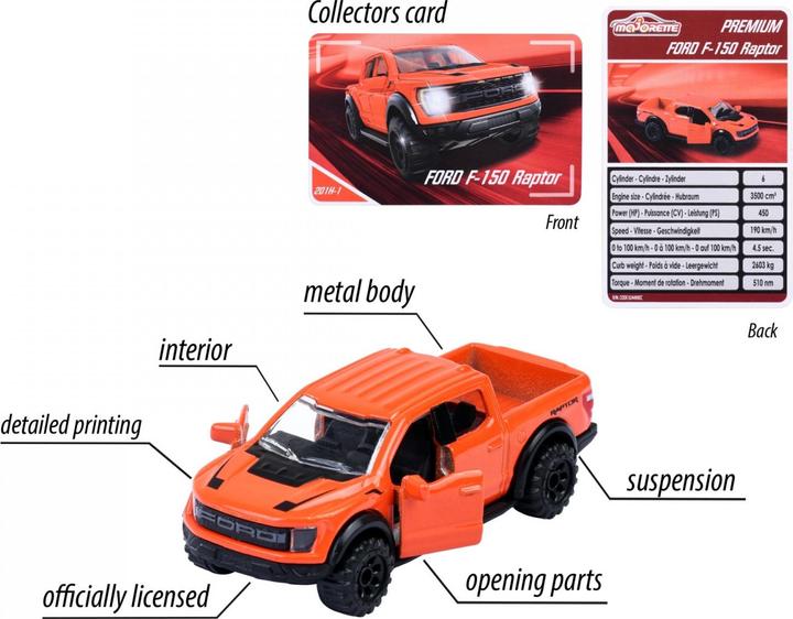 Produktbild Majorette Premium Cars Ford F-150 Raptor, orange