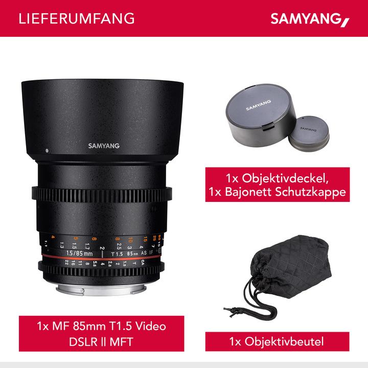 Image du produit Samyang 85mm T1.5 VDSLR II MFT (Micro Four Thirds, Plein format)