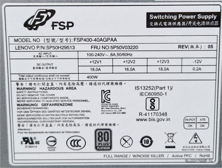 Image du produit Lenovo FSP400-40AGPAA (400 W)
