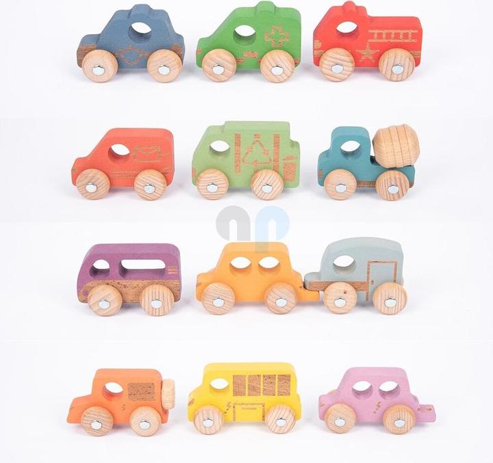 Produktbild TickiT Set mit 12 Spielzeug-Autos aus Holz