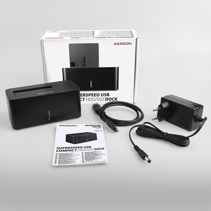 Immagine prodotto Axagon ADSA-SN Storage Drive Docking Station USB 3.2 Gen 1 (3.1 Gen 1) Type-A Nero (2.5", 3.5")