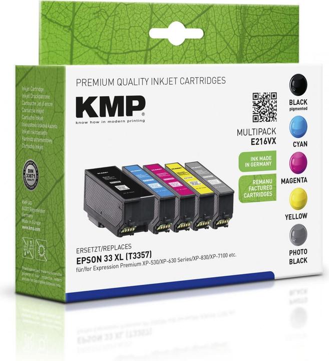 Produktbild KMP E216VX Multipack BK/PBK/CMY kompatibel mit Epson T 3357 XL (M, C, Y, BK, PBK)