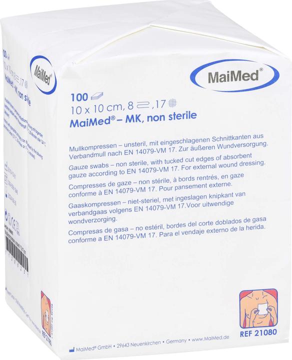 Produktbild MaiMed MULLKOMPRESSEN 10x10cm 8fach unsteril, 100 St KOM