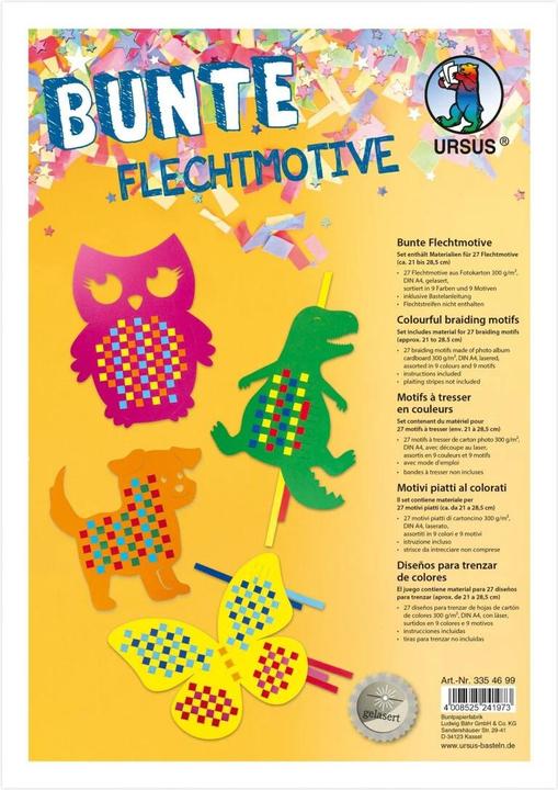 Actual product image Ursus Craft paper braiding paper A4, 27 pieces, multicoloured (300 g/m², 27 x)