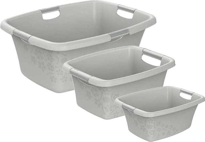 Rotho Set di vaschette per il bucato da 3 pezzi FLOWERS