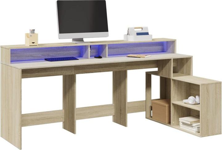 Produktbild VidaXL LED Schreibtisch Computertisch Arbeitstisch Bürotisch Sonoma-Eiche
