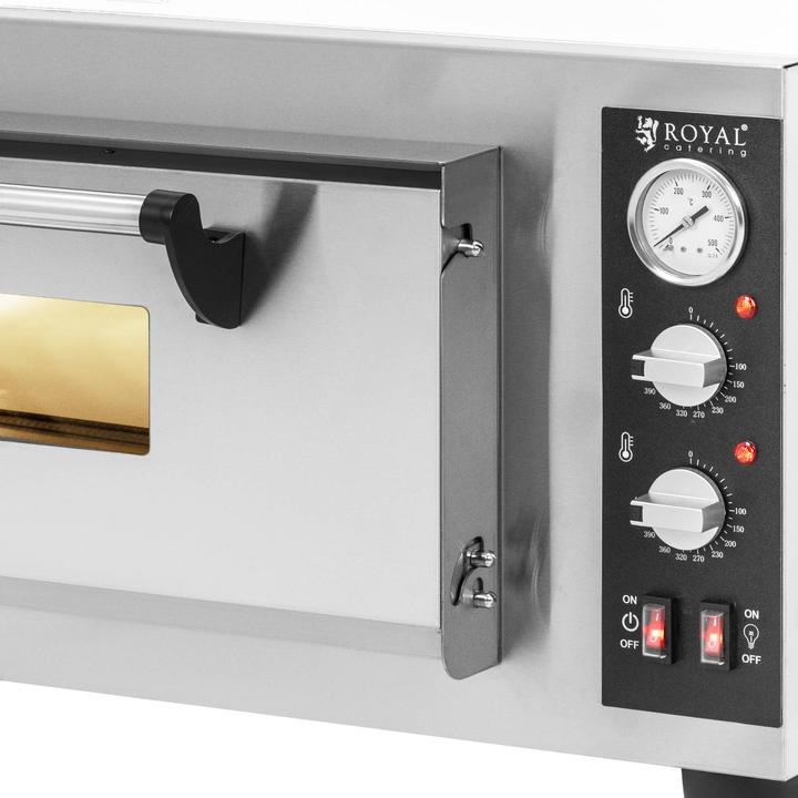 Produktbild Royal Catering Elektro-Pizzaofen 1 Backkammer 450 °C Ober-/ Unterhitze für 4 Pizzas mit Ø 30 cm (Pizzaofen Elektro)