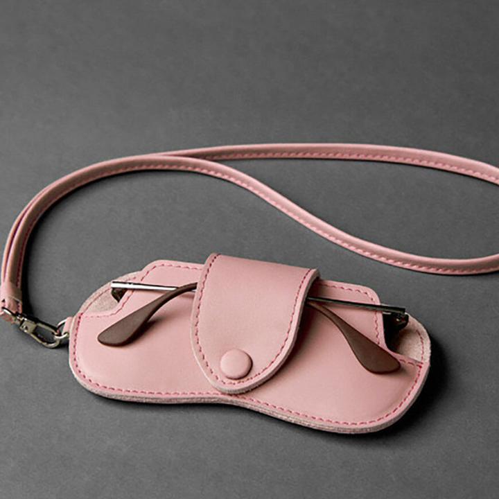 Actual product image Only-Bags.Store Stylish leather spectacle case - soft, hard-wearing spectacle case with shoulder strap for
