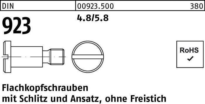 Produktbild Flachkopfschraube DIN 923 m.Schlitz/Ansatz M 8 x12 x11,0 4.8/5.8 (100 Schrauben pro Stück)