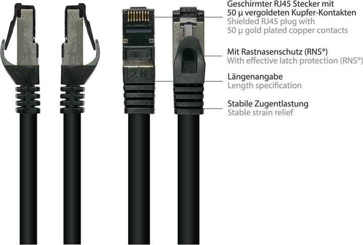 Produktbild Kabelmeister INDUSTRIE-Patchkabel, Cat.6A, PUR-Kabelmantel, öl-/UV-beständig, schleppkettentauglich, schwarz, 50 (U/FTP, CAT6a, 50 m)