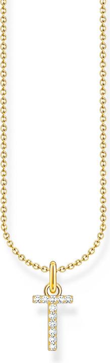 Thomas Sabo Kette mit Buchstaben-Anhänger T vergoldet (925er Silber, 38 - 45 cm)