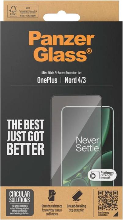 Produktbild PanzerGlass Screen Protector OnePlus Nord 4 | 3 | Ultra-Wide Fit (1 Stück, OnePlus Nord 3, OnePlus Nord 4)