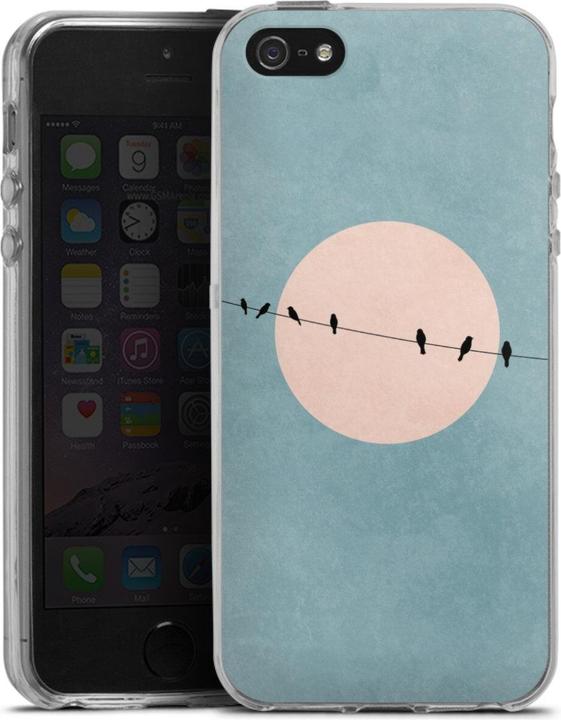 Produktbild DeinDesign Silikon Hülle für Apple iPhone 5 Handyhülle Case Smartphone Schutzhülle Mond Vogel türkis (Apple iPhone 5)