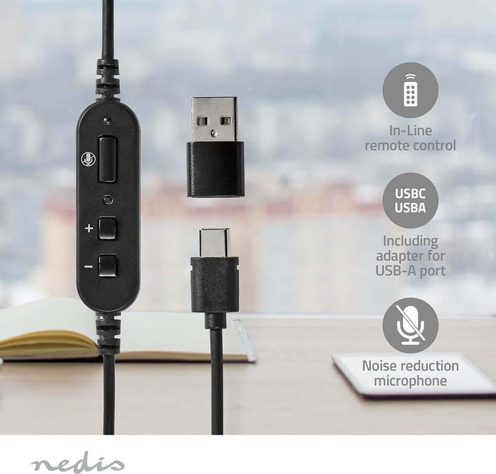 Produktbild Nedis PC Headset On-Ear, Stereo - Black (Kabelgebunden, USB-A)