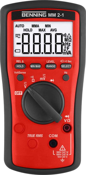 Inkl. Gummischutzrahmen, Tasche, Silikonmessleitungssatz (rot/ schwarz, Länge: 1 m) mit vergoldeter 2 mm Messspitze und aufschraubbarer 4 mm Lamellen-Messspitze, Batterien (2 x 1,5 V Micro/ AAA/ LR03)