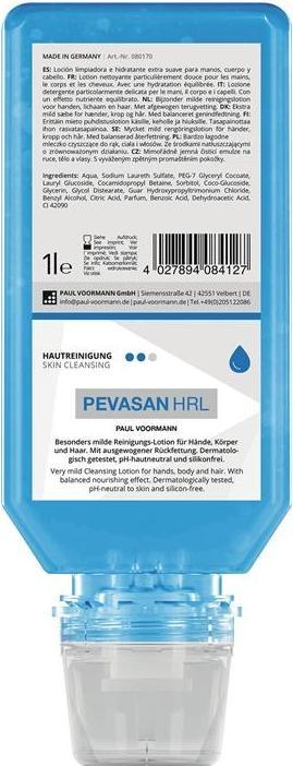 Immagine prodotto Paul Voorman Detergente per mani Pevasan HRL 1 l bottiglia morbida senza silicone e a pH neutro PAUL VOORMANN (Sapone liquido, 1000 ml)