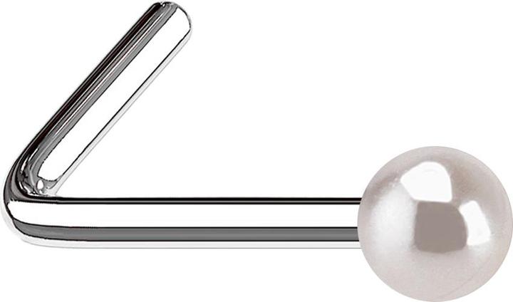 Star Piercing Nasenstecker gewinkelt mit Perle pink (ohne Messing, Chirurgenstahl 316L)