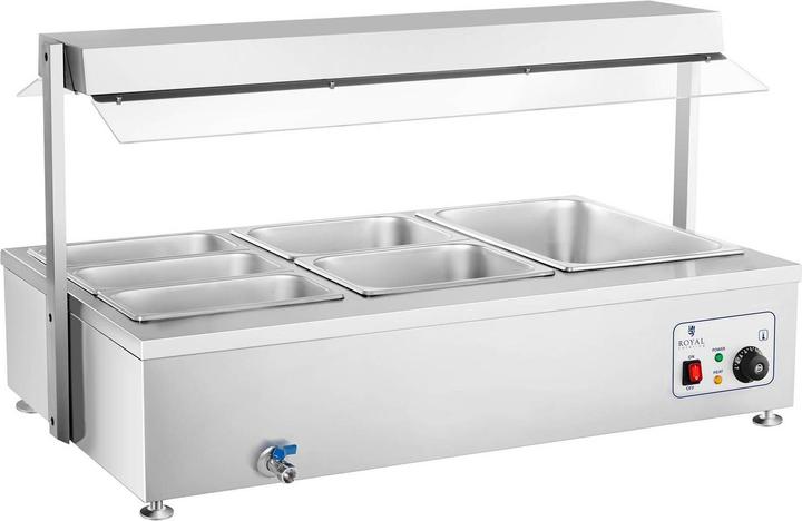 Actual product image Royal Catering Bain-Marie - 6 GN - with meat attachment and drain tap