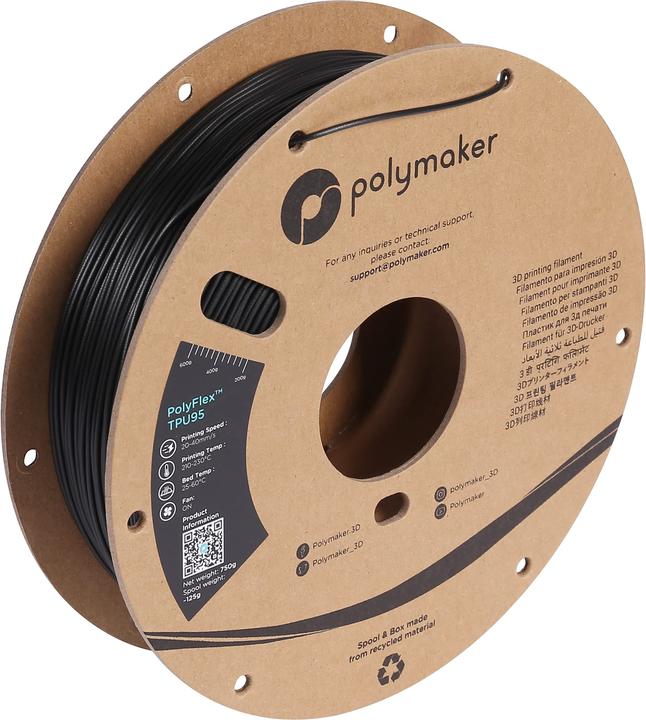 Polymaker PolyFlex TPU95 V2 - Black - 1.75mm (TPU, 1.75 mm, 750 g, Black)
