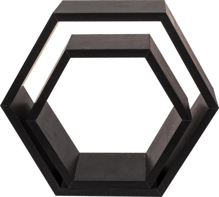 Image du produit Ootb Étagère murale noire, 6 faces, lot de 2 (23 x 20 x 9 cm)