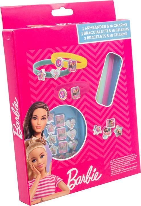 Barbie 3 Plastikarmbänder mit 18 Charms