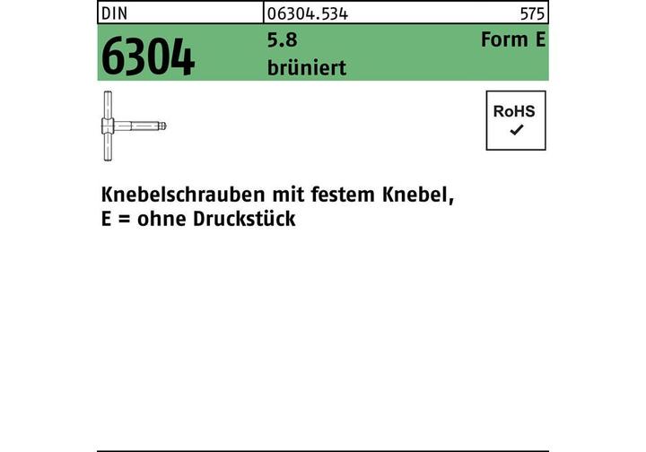 Produktbild Knebelschraube DIN 6304 m.festem Knebel EM 12 x 80 5.8 brüniert (1 Schrauben pro Stück)