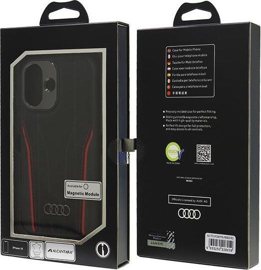 Image du produit Audi Cuir véritable MagSafe iPhone 16 6.1" czarno-czerwony/black-red hardcase AU-TPUPCMIP16-R8/D3-R (Apple iPhone 16)