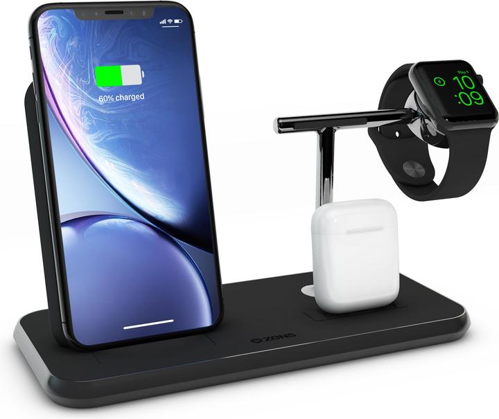 Zens Aluminium Dual Wireless Charger + Dock + Watch (20 W)