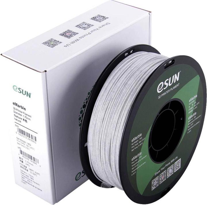 Actual product image eSUN eMarble Filament PLA Compound 1.75 mm 1 kg Marble (PLA, 1.75 mm, 1000 g, White)