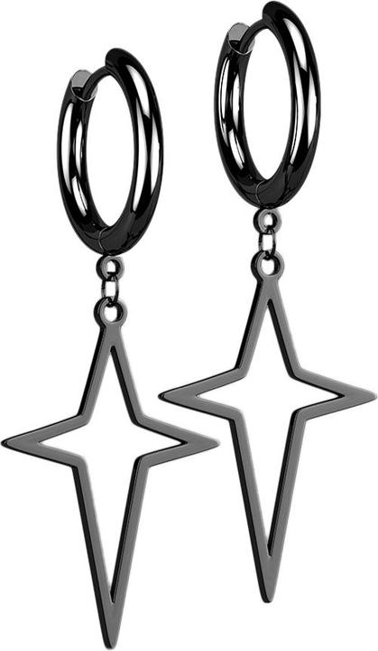 Star Piercing Ohrring schwarz Anhänger Sternkreuz (ohne Messing, Chirurgenstahl 316L)