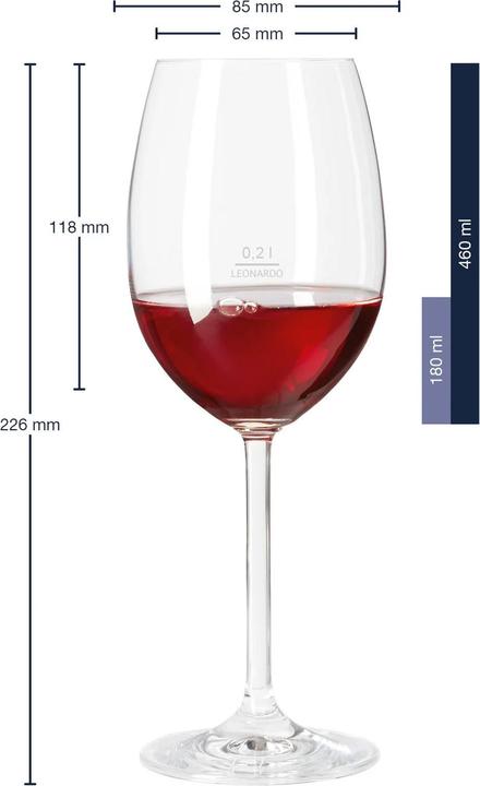 Actual product image Leonardo Rotweingläser geeicht Daily Gastro-Edition (20 cl, 6 Glasses, Red wine glasses)