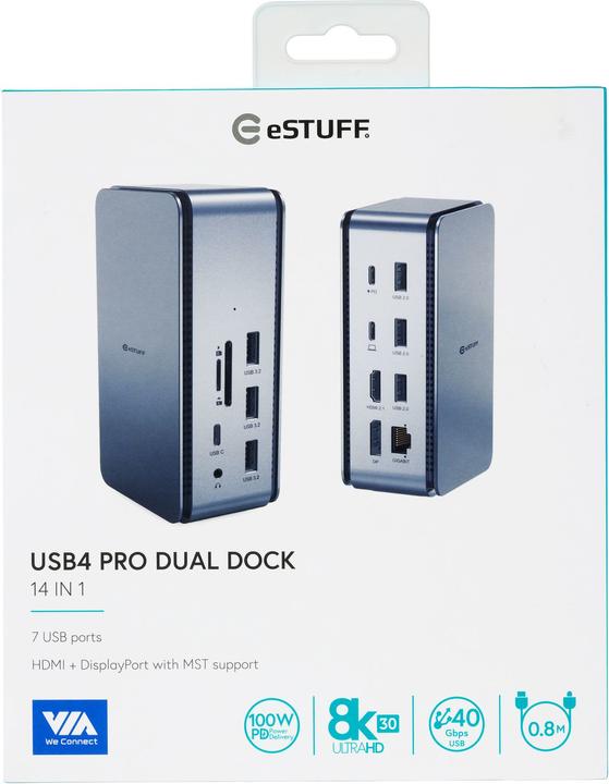 Image du produit eSTUFF Station d'accueil USB4 Pro Dual (USB-C, 7 Ports)