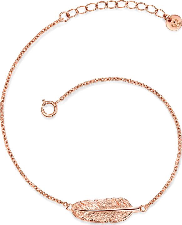 Immagine prodotto Glanzstücke München Piuma da donna in argento sterling e oro rosa 17,0 cm di lunghezza base + 3,0 cm di estensione - (17 cm, Argento)