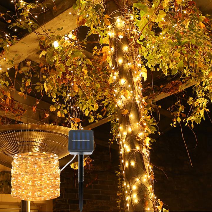 Produktbild Casativo Kupferdraht Lichterkette, solarbetrieben, 22 m, 200 warmweisse LEDs, IP44 (0.19 m)