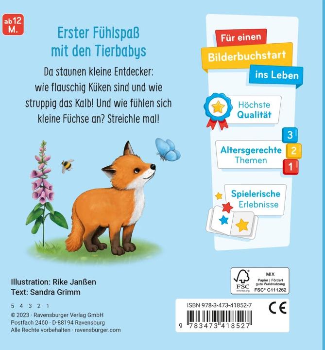 Produktbild Ravensburger Mein erstes Fühlbuch: Meine liebsten Tierkinder (Deutsch)