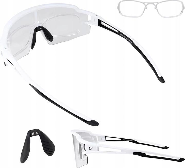 Actual product image Rockbros Cycling Glasses Photochromic with UV Protection and Corrective Insert - White (White, Photochromatic)