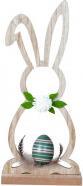 Produktbild IKO Holz-Osterhasen Silhouette mit Ei & Blumen-Dekorat