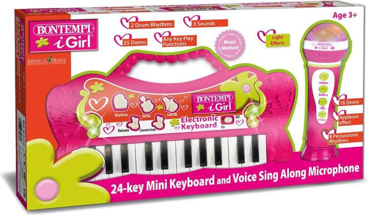 Actual product image Bontempi Mini Butterfly Keyboard with Karaoke Microphone - Pink